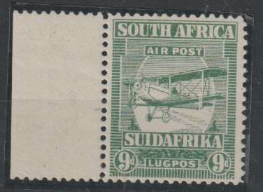 South Africa 1925 Airmail 9d extended strut variety fine mint