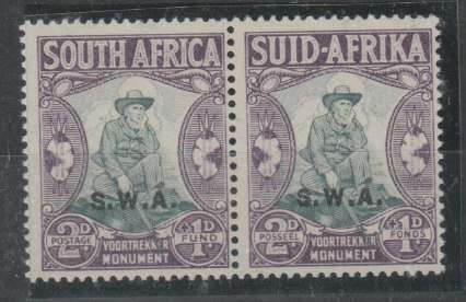 South West Africa 1935 Voortrekker 2d with overprint shift down