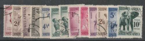 South West Africa 1954 Animals set of 13 includes 6d watermark facing leftused