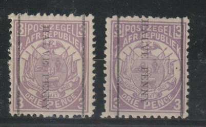 Transvaal 1885  Halve Penny on 3d both perforations fine mint