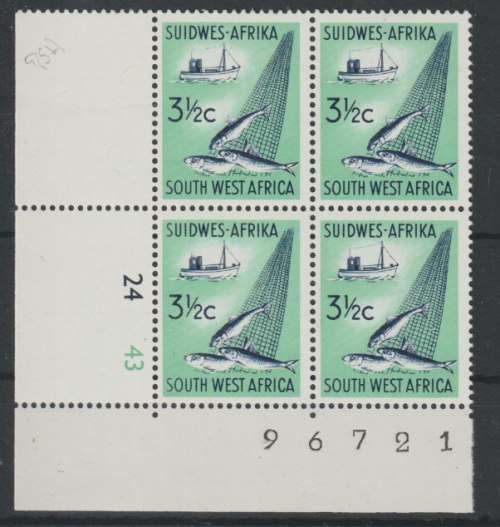 South West Africa 1967 1st Definitive RSA wmk 3 1/2c, c/blk of 4  very fine unmounted mint
