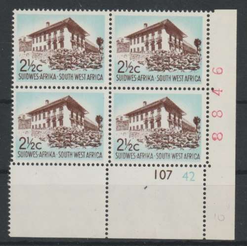 South West Africa 1968 1st Definitive Swiss 2 1/2c, c/blk of 4  very fine unmounted mint