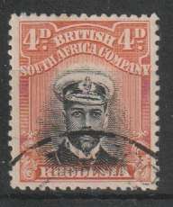 Rhodesia BSAC 1913/22 KGV Admiral Die 1  perf 14 4d very fine used