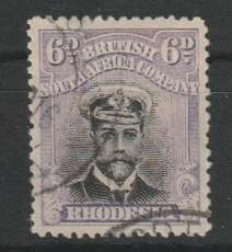 Rhodesia BSAC 1913/22 KGV Admiral Die II  perf 14  6d bright mauve  fine used