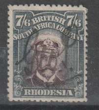 Rhodesia BSAC 1913/22 KGV Admiral Die II  perf 14  7s6d fiscally  fine used