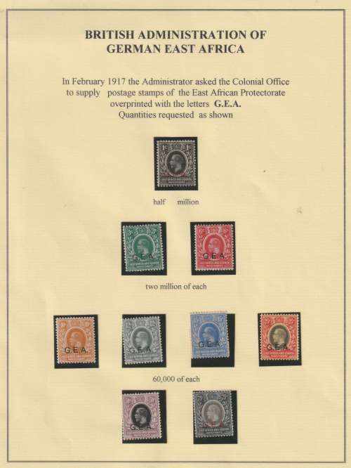 Tanganyika 1917/21 GEA overprinted set of 16 with 20r having control very fine mint