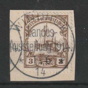 South West Africa Postmarks 1914 Windhuk Landes Austelling on 3pfg very fine