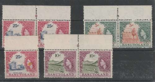 Basutoland 1961 QEII  Decimal  all with weak re-entry to oval medallion plate flaw R1/3