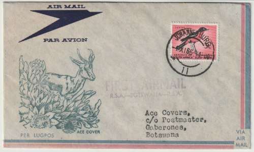 South Africa 1966 First Airmail JHB to Gaberones and return flight cover