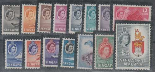 Singapore 1955/59 QEII set of 15  very fine unmounted mint