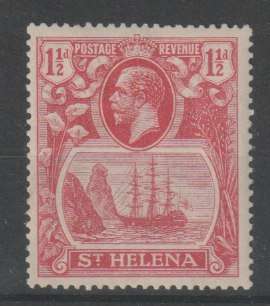 St Helena 1937 KGV 1 1/2d rose red cleft rock very fine mint