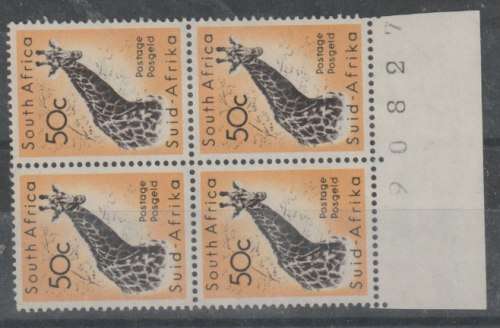 South Africa 1961 1st Decimal definitive 50c sheet no block of 4 very fine unmounted mint