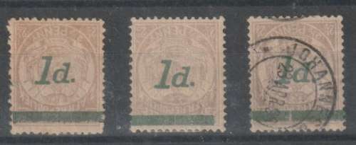 Transvaal 1895 Surcharges 1d on 2 1/2d x3 all inverted, 2x mint and 1x used