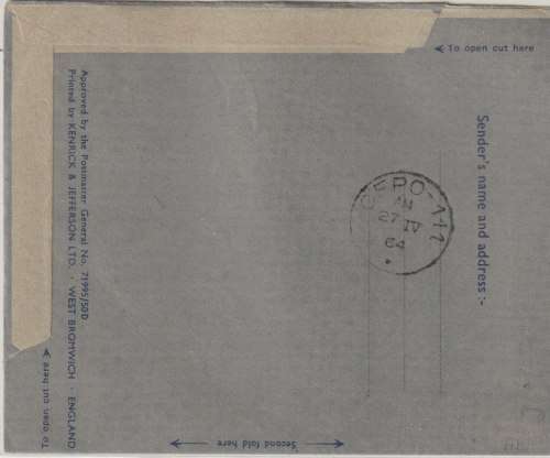 Cyprus 1964 GB 3d on air-letter with FPO 1043 UN Peace keeping Force very fine