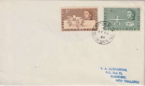 British Antarctic Territory 1964 1d & 2 1/2d on Deception Island cover to New Zealand