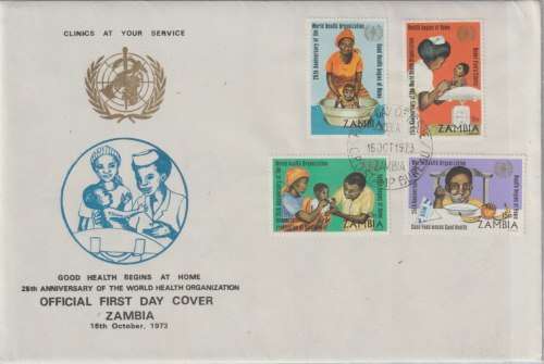 Zambia 1973 WHO set of 4 on first day cover, very fine and scarce