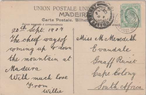 Cape of Good Hope 1907 KEVII  1/2d on card with Ocean Post Office K Cape Colony cancel  fine
