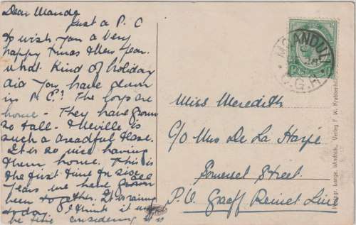 South Africa 1915 KEVII  1/2d on ppcard with Mqanduli cancel