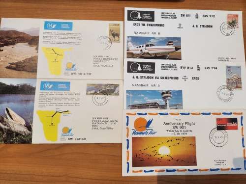 Namibia Namib/Caprivi Air lot of 13 1st Special flight cards/covers