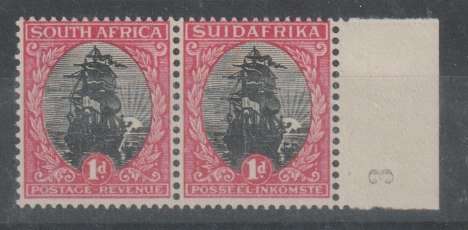 South Africa 1929 Darmstadt Trial 1d pair no watermark very fine unmounted mint
