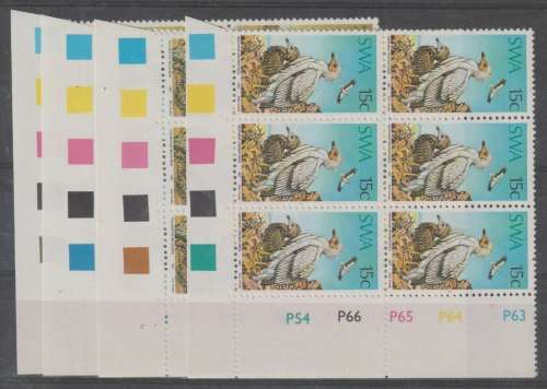 South West Africa 1975 Protected Birds of Prey set of 4 control blocks 6 very fine unmounted