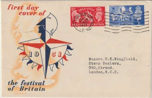 Great Britain 1951 KGVI Festival  set of 2 on illustrated first day cover