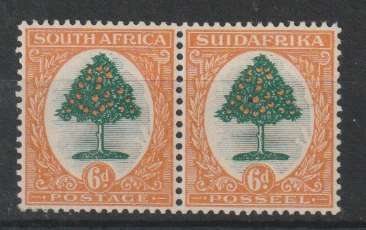 South Africa 1927 Pretoria 6d pair very fine mint