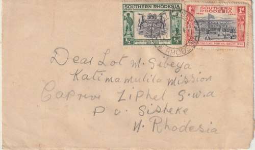 Southern Rhodesia 1941 1/2d & 1d on Matetsi local cover to PO Sishke