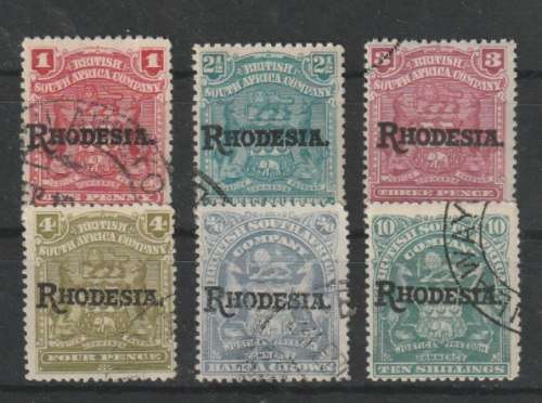 Rhodesia BSAC 1909 Arms Rhodesia lot of 6 values to 10s fine used