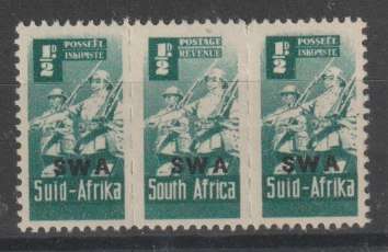 South West Africa 1943 Small War 1/2d with missing background at top unmounted mint
