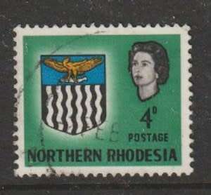 Northern Rhodesia 1963 QEII Definitive 4d parted hair at left, very fine used