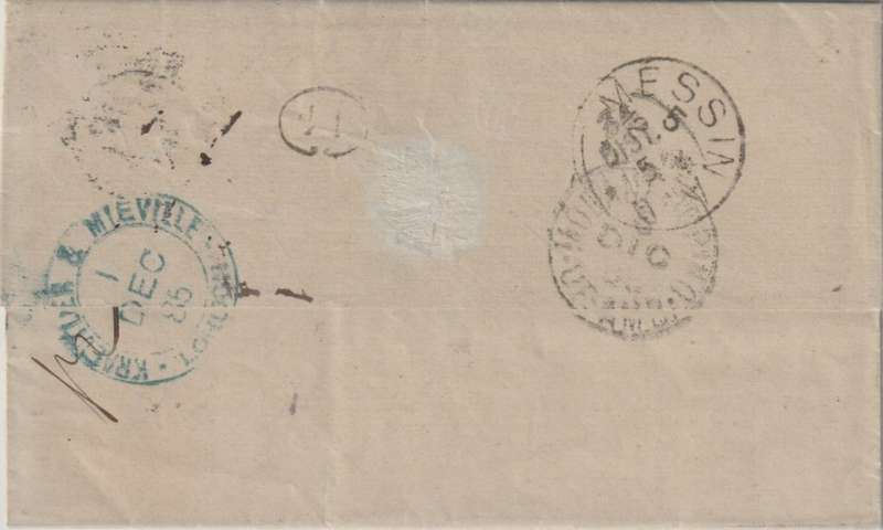 Great Britain 1885 QV 2 1/2d lilac on London entire to Messina / Italy fine