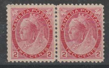 Canada 1898 QV 2c rose-carmine pair Die Ia fine mint
