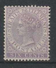 Malaysia Strait Settlements 1883/91 QV 6c lilac fine mint