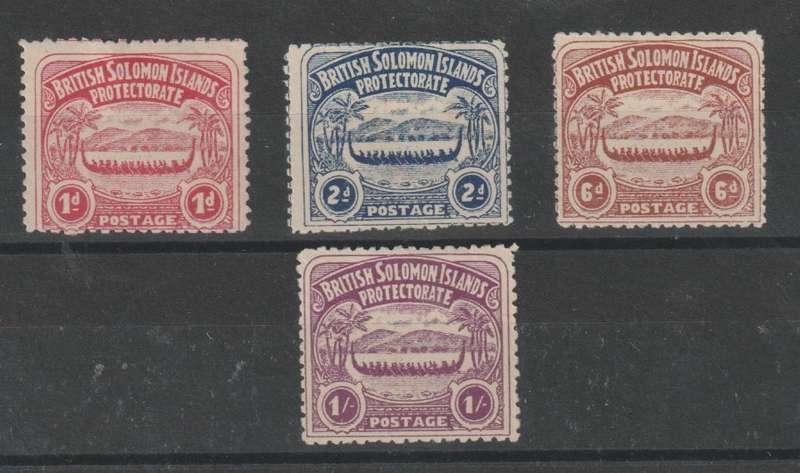 Br Solomon Islands 1907 1d, 2d, 6d & 1s fine mint