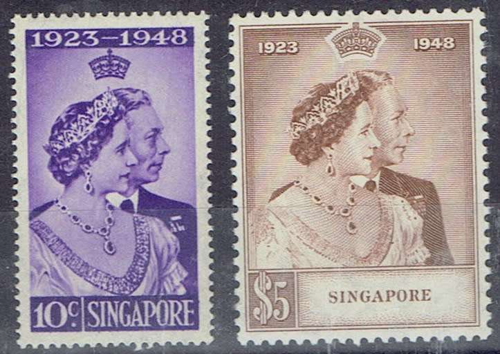 Singapore 1948 KGVI Silver Wedding set of 2 very fine unmounted mint