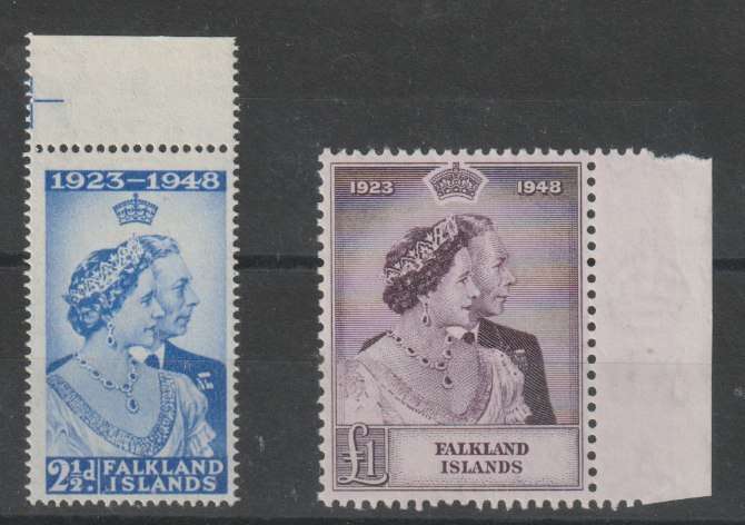 Falkland Is 1948 KGVI Silver Wedding set of 2 very fine unmounted mint