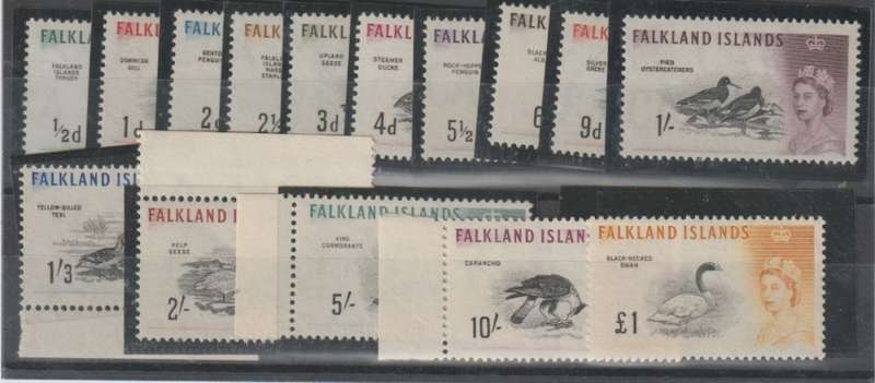 Falkland Is 1960 QEII Birds set of 15 & DLR set of 4 very fine unmounted mint