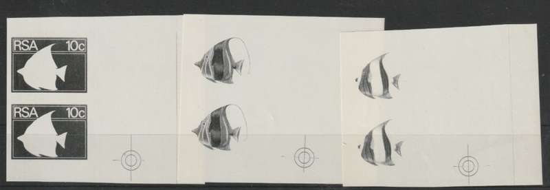 South Africa 1974 Definitive 10c x3 imperforate proof trial pairs very fine unmounted mint