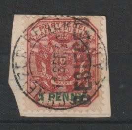 Transvaal Schweizer Renecke Transvaal 1d on piece very fine used scarce