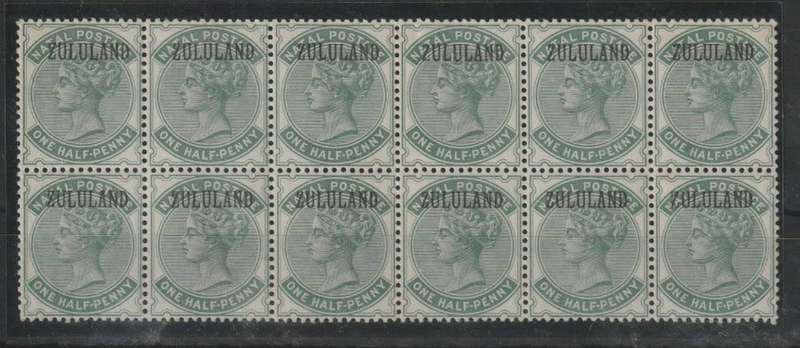 Zululand 1888 Natal 1/2d overprinted without stop block of 12