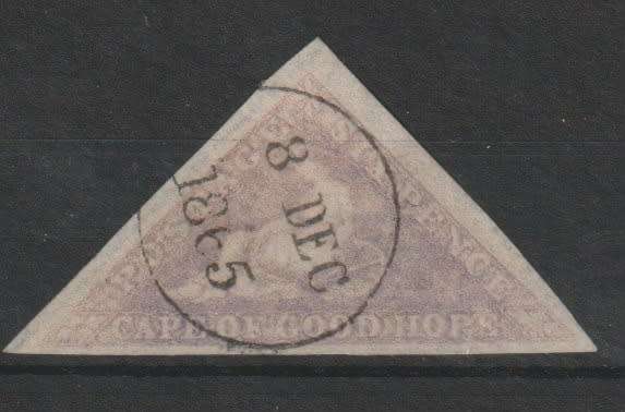 Cape of Good Hope 1855 Triangle 6d pale rose lilac clear margins very fine used
