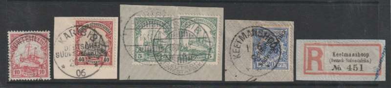 South West Africa 1900`s Postmarks Kalkfontein-Sud, Karibib x2, Keetmanshoop