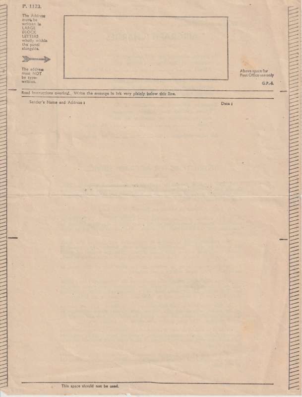 Southern Rhodesia 1944 Airgraph unused with additional KGVI 1 1/2d pair attached