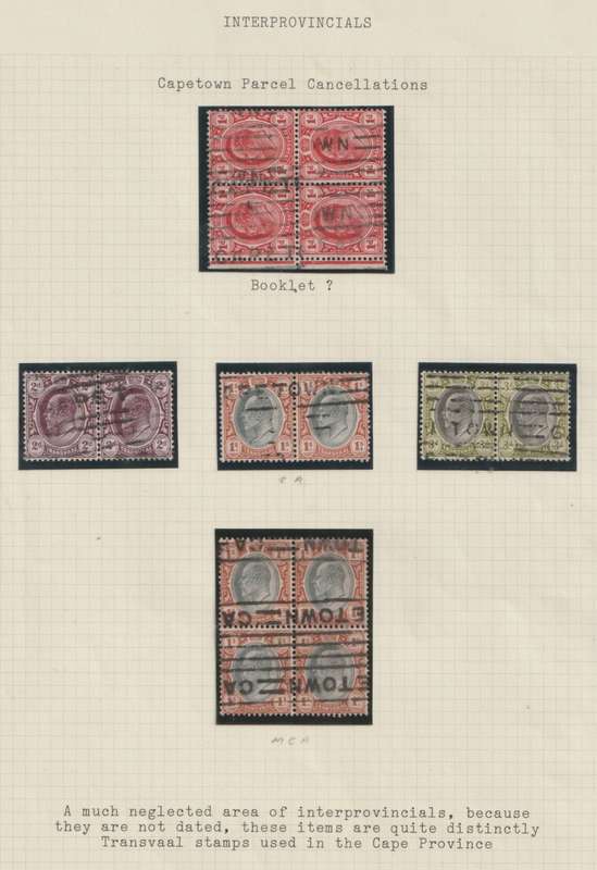 South Africa 1911/12 Interprovincial Transvaal used in Cape Town with parcel cancels