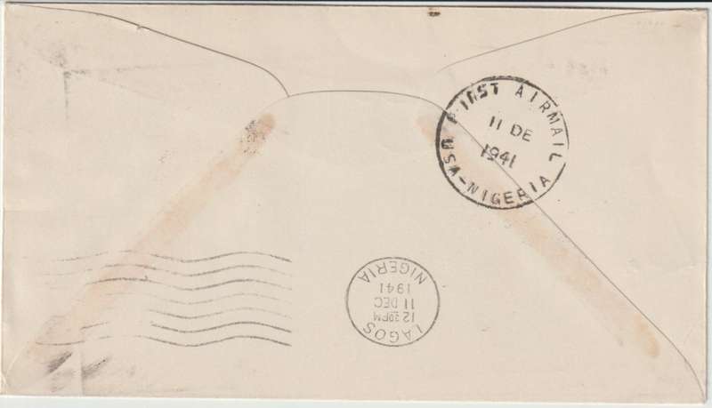 Gambia 1941 KGVI 6d & 1s on First Flight cover Bathurst to NY via Nigeria very fine