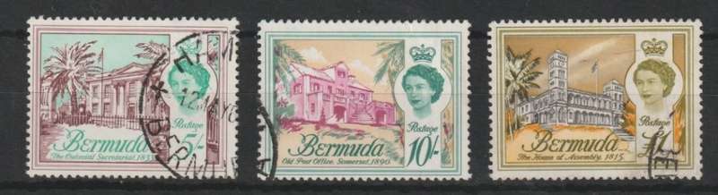 Bermuda 1962 QEII top 3 values, very fine used