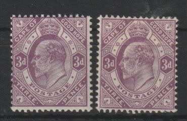 Cape of Good Hope 1902 KEVII 3d x2 different printings fine mint