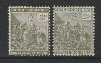 Cape of Good Hope 1892   2 1/2d both printings fine mint