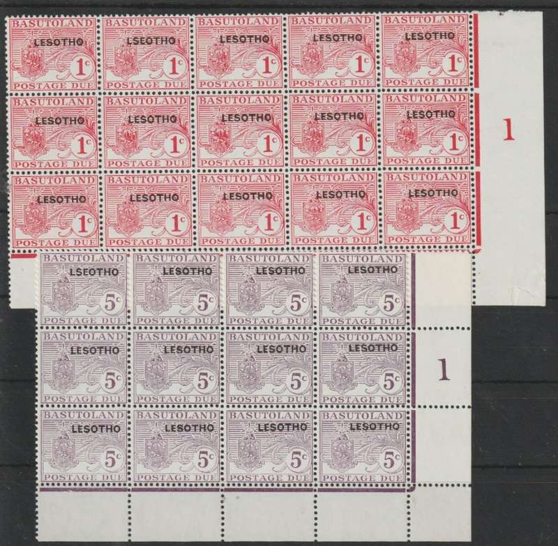 Lesotho  Postage Due 1966 1c & 5c control blocks with LSEOTHO error very fine unmounted mint